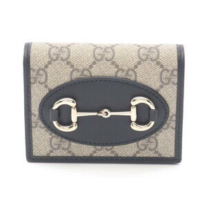 Gucci Horsebit GG Supreme Bifold Wallet Leather Beige Black